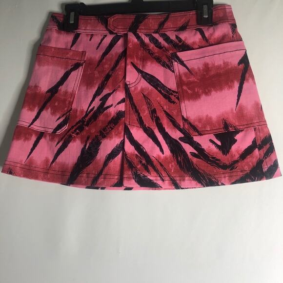 I AM GIA Siren Tiger Pink Black Animal Print Denim Mini Skirt Small - Picture 4 of 9